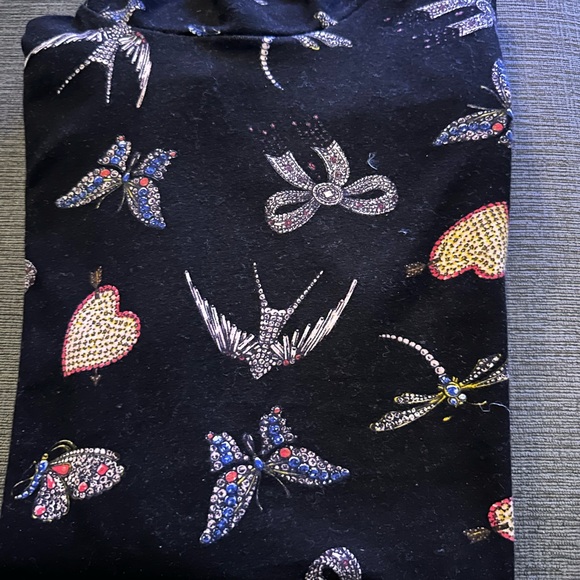 Anthropologie Black Long Sleeve Turtleneck with Butterfly and Hearts by Maeve - Picture 3 of 3